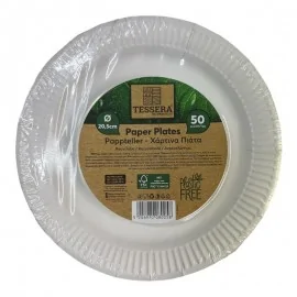 Χάρτινα πιάτα λευκά 20,5εκ./50τμχ