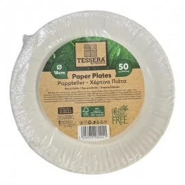 Χάρτινα πιάτα λευκά 18 εκ./50τμχ