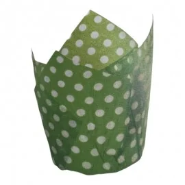 Φόρμες - Θήκες Για Cup Cake Πράσινο Πουά