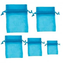 Τιρκουάζ Πουγκιά Οργάντζα Των 10τεμ.