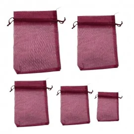 Μπορντώ Πουγκιά Οργάντζα Των 10τεμ.