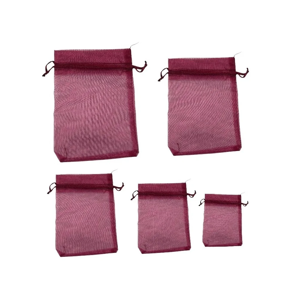 Μπορντώ Πουγκιά Οργάντζα Των 10τεμ.