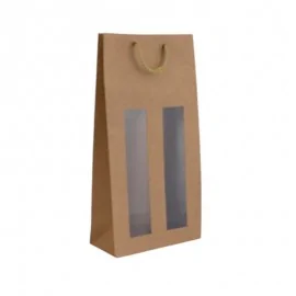 Τσάντα Χάρτινη Ποτού με Παράθυρο Κραφτ