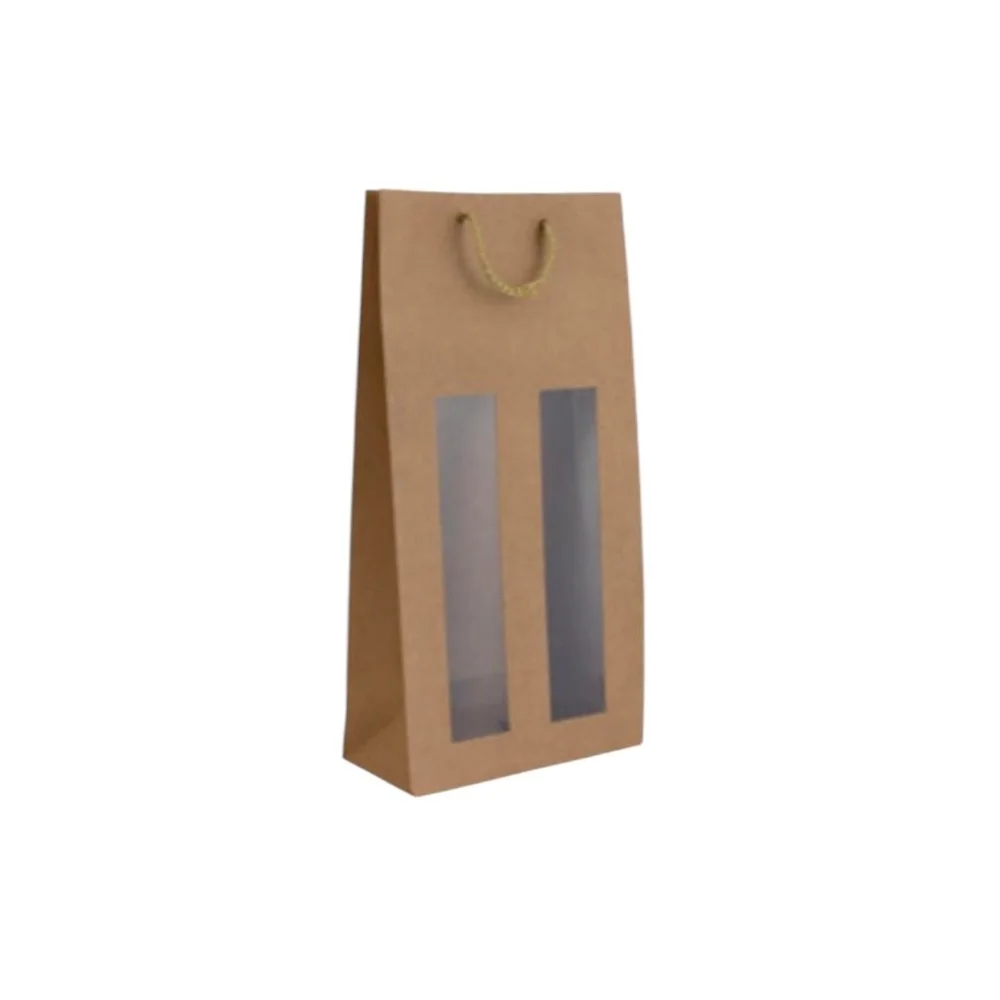 Τσάντα Χάρτινη Ποτού με Παράθυρο Κραφτ