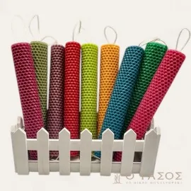 Χρωματιστή Λαμπάδα από Φύλλα Κηρήθρας Μελισσοκέρι 20 εκ.