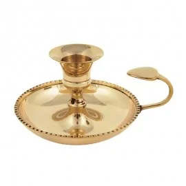 Κηροπήγιο Μονόκερο Μπρούτζινο με Λαβή & Πιατάκι – 6 cm