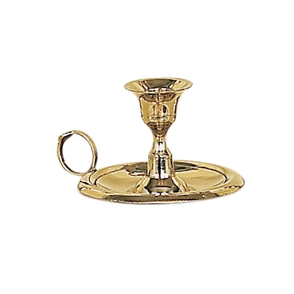 Κηροπήγιο Μονόκερο Μπρούτζινο με Λαβή & Πιατάκι – 6 cm