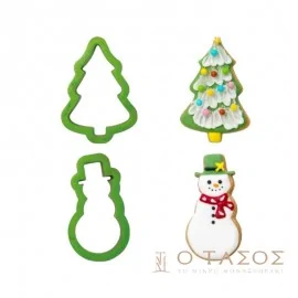 Κουπάτ Χριστουγεννίατικο Δέντρο και Χιονάνθρωπος x2 8-8,5x2,2cm