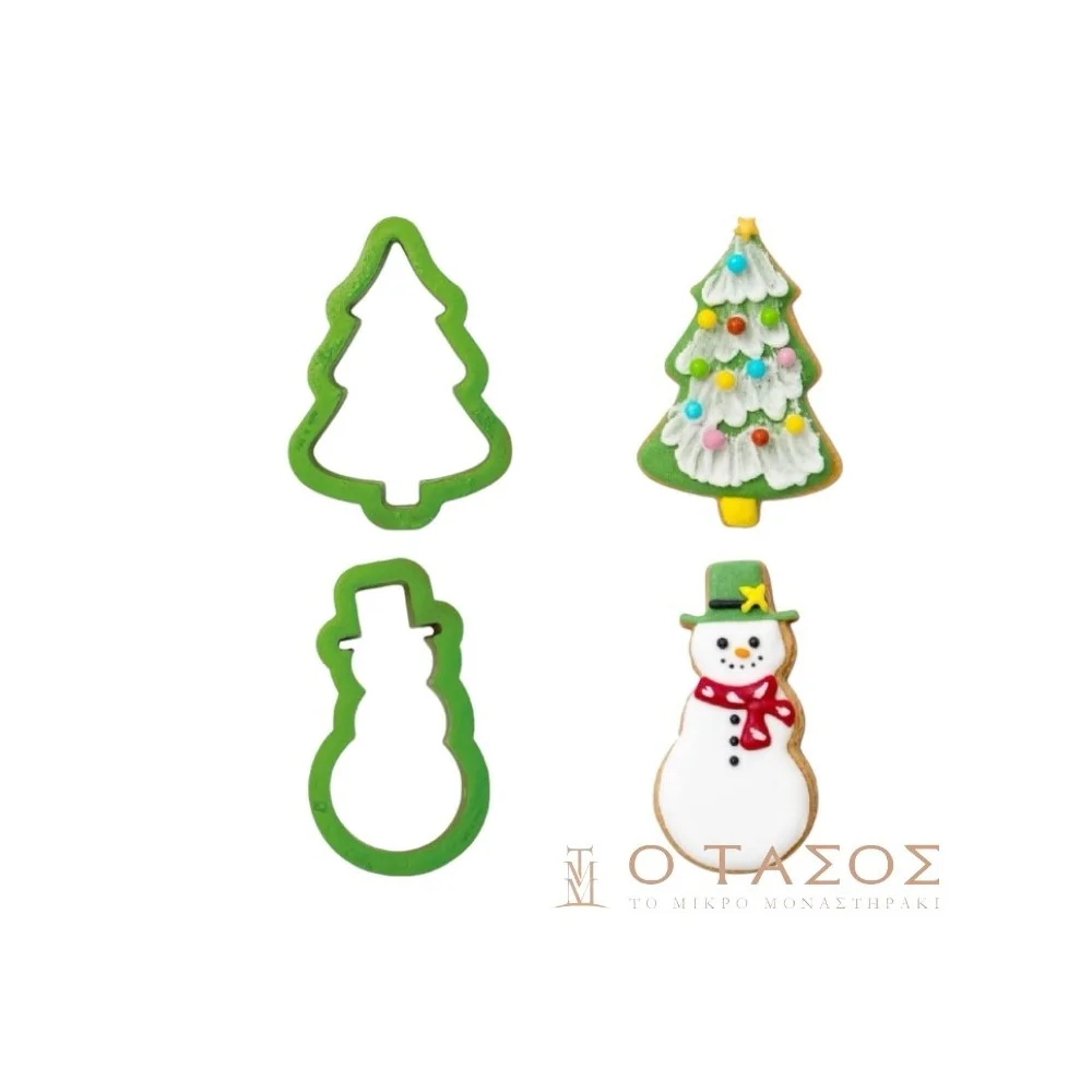 Κουπάτ Χριστουγεννίατικο Δέντρο και Χιονάνθρωπος x2 8-8,5x2,2cm