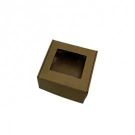 Χάρτινο κουτί με Παράθυρο σε Φυσικό Χρώμα 6,5 χ 6,5 χ 3 εκ.