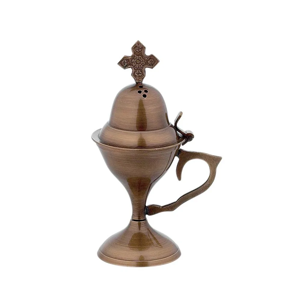 Λείο Μπρούτζινο Αντικέ Οικιακό Θυμιατό – 17 cm