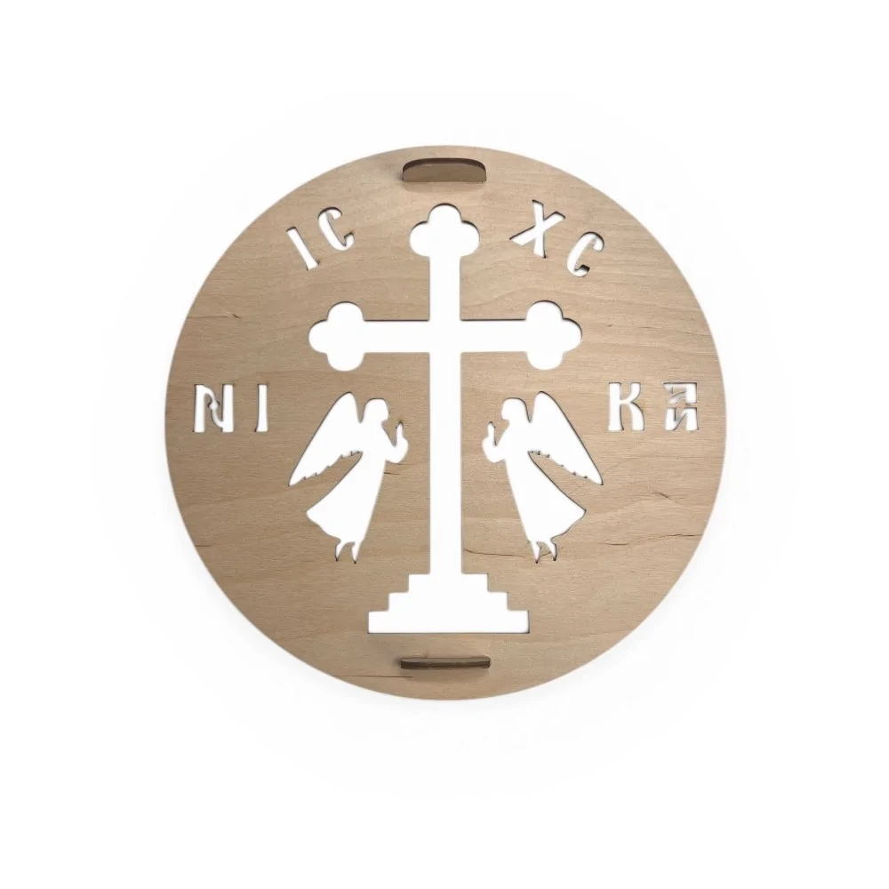 Ξύλινο Αποτύπωμα Για Κόλλυβα Σταυρός με Αγγελάκια