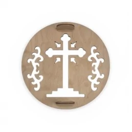 Ξύλινο Αποτύπωμα για Κόλλυβα Σταυρός με Λουλούδι (Μικρό)