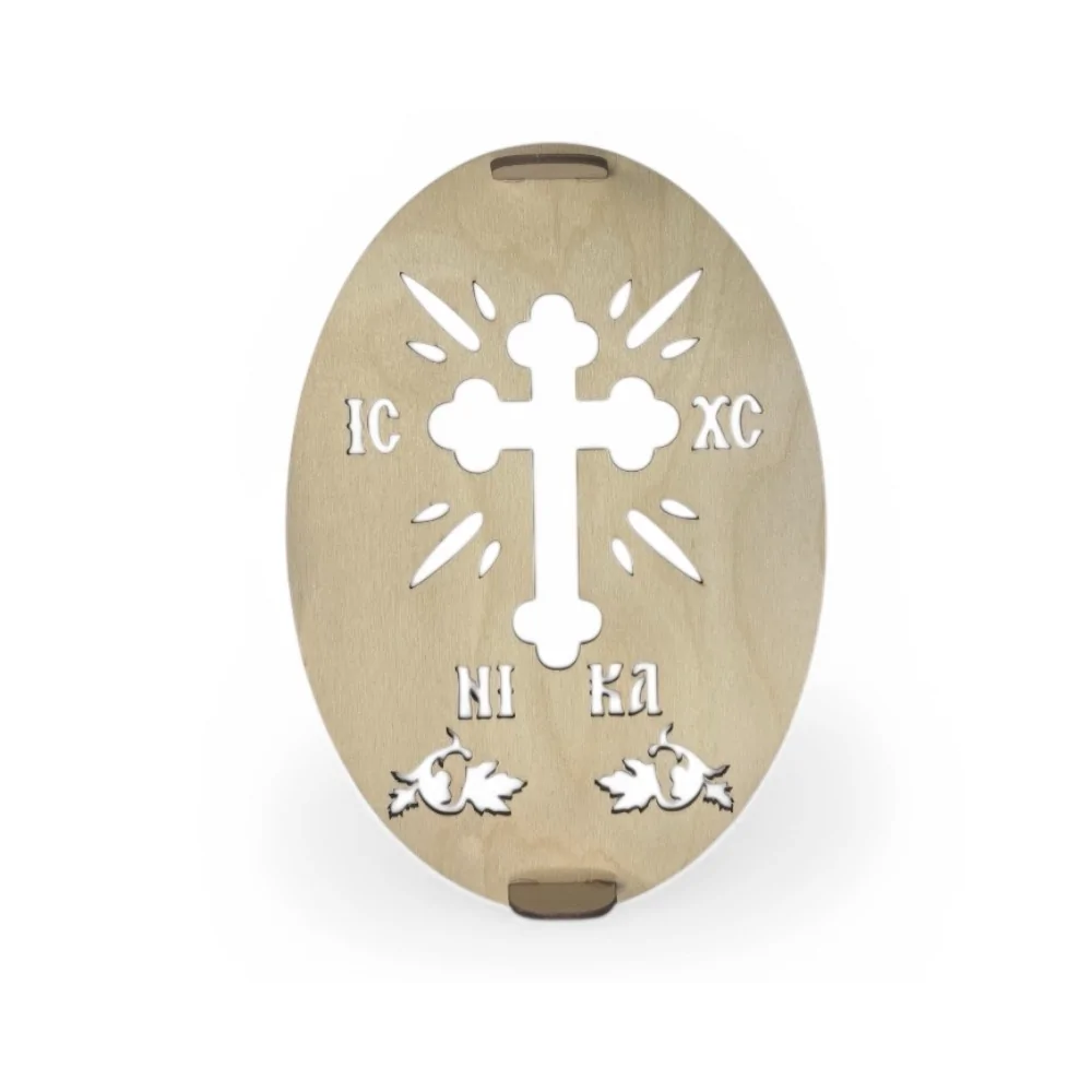 Ξύλινο Αποτύπωμα Οβάλ για Κόλλυβα Σταυρός (Μικρό)