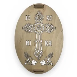 Ξύλινο Αποτύπωμα Οβάλ για Κόλλυβα Σταυρός