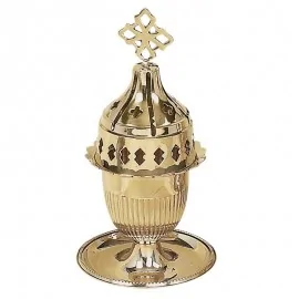 Καντήλι Μπρούτζινο Λείο Με Πιατάκι